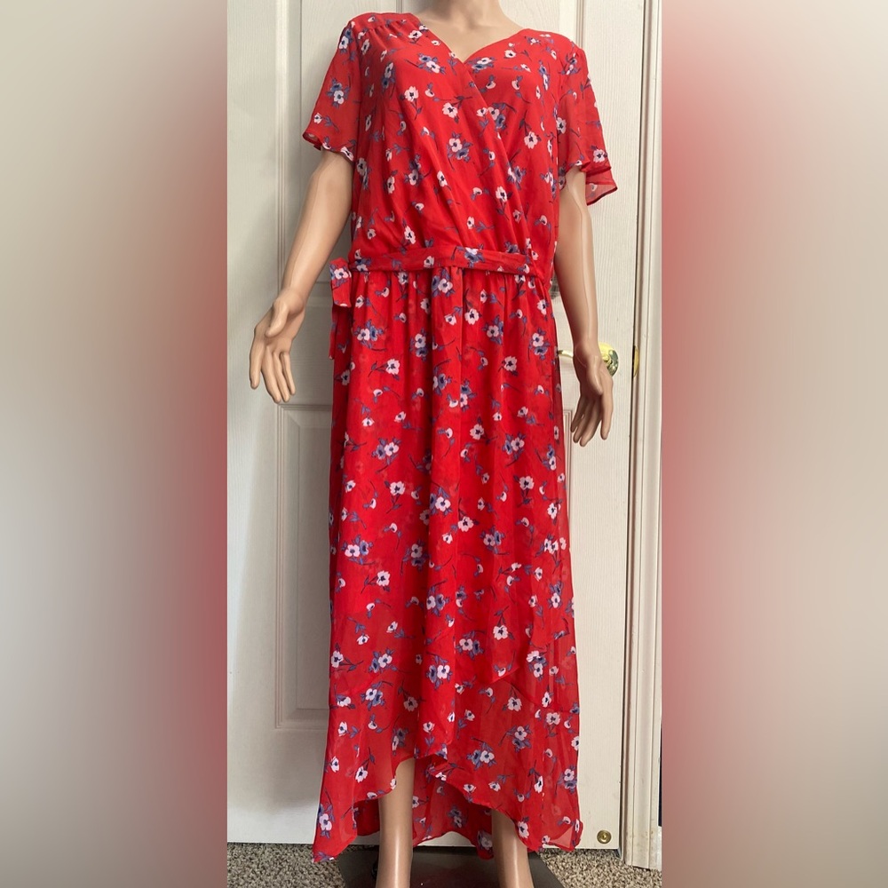Alyx Red Floral High Low Dress
